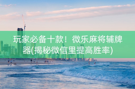 玩家必备十款！微乐麻将辅牌器(揭秘微信里提高胜率)