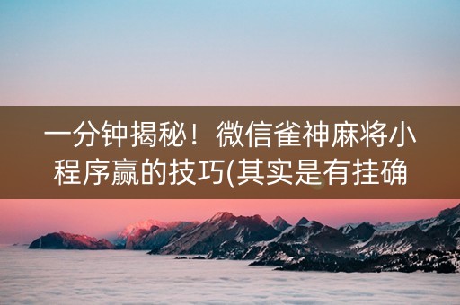 一分钟揭秘！微信雀神麻将小程序赢的技巧(其实是有挂确实有挂)