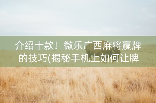介绍十款！微乐广西麻将赢牌的技巧(揭秘手机上如何让牌变好)