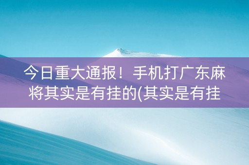 今日重大通报！手机打广东麻将其实是有挂的(其实是有挂确实有挂)