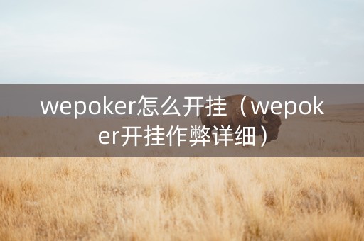 wepoker怎么开挂（wepoker开挂作弊详细）