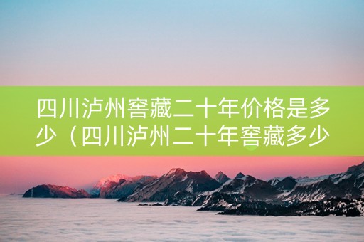 四川泸州窖藏二十年价格是多少（四川泸州二十年窖藏多少钱）