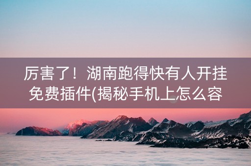 厉害了！湖南跑得快有人开挂免费插件(揭秘手机上怎么容易赢)