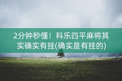 2分钟秒懂！科乐四平麻将其实确实有挂(确实是有挂的)
