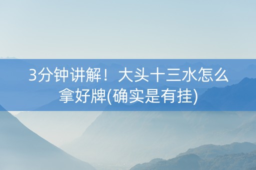 3分钟讲解！大头十三水怎么拿好牌(确实是有挂)