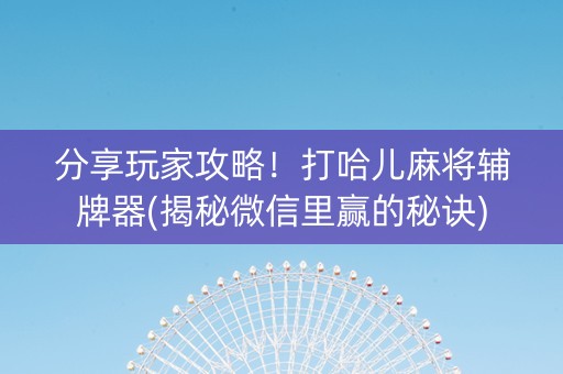 分享玩家攻略！打哈儿麻将辅牌器(揭秘微信里赢的秘诀)