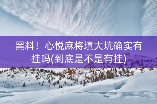 黑料！心悦麻将填大坑确实有挂吗(到底是不是有挂)