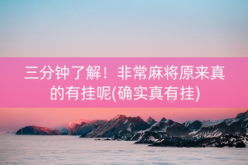 三分钟了解！非常麻将原来真的有挂呢(确实真有挂)