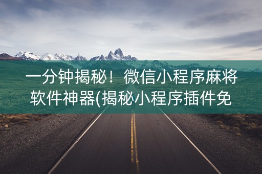 一分钟揭秘！微信小程序麻将软件神器(揭秘小程序插件免费)