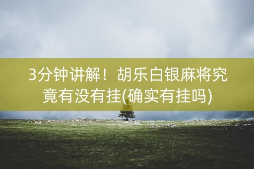 3分钟讲解！胡乐白银麻将究竟有没有挂(确实有挂吗)