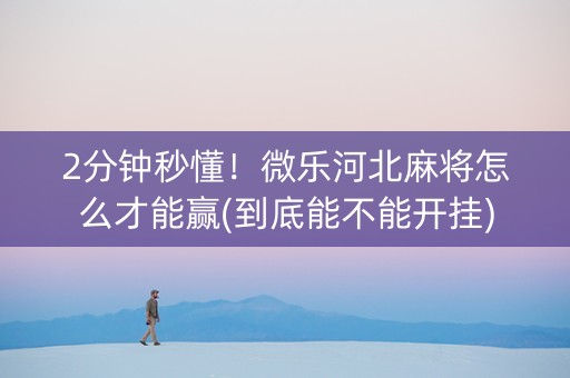 2分钟秒懂！微乐河北麻将怎么才能赢(到底能不能开挂)
