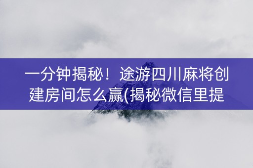 一分钟揭秘！途游四川麻将创建房间怎么赢(揭秘微信里提高胜率)