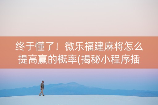 终于懂了！微乐福建麻将怎么提高赢的概率(揭秘小程序插件下载)