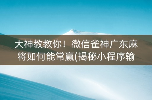 大神教教你！微信雀神广东麻将如何能常赢(揭秘小程序输赢规律)
