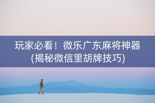 玩家必看！微乐广东麻将神器(揭秘微信里胡牌技巧)