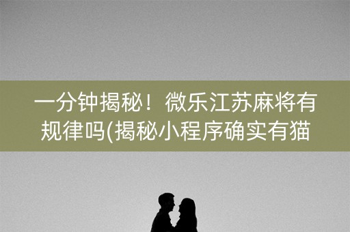 一分钟揭秘！微乐江苏麻将有规律吗(揭秘小程序确实有猫腻)