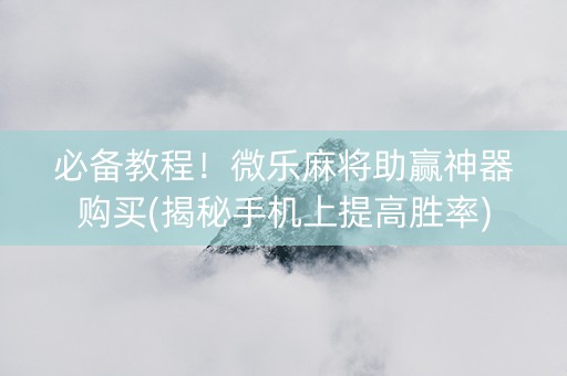 必备教程！微乐麻将助赢神器购买(揭秘手机上提高胜率)