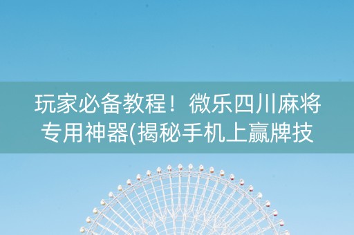 玩家必备教程！微乐四川麻将专用神器(揭秘手机上赢牌技巧)
