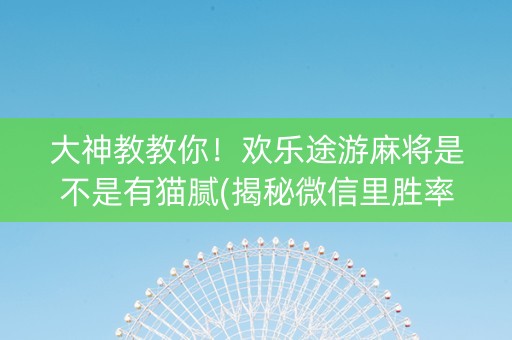 大神教教你！欢乐途游麻将是不是有猫腻(揭秘微信里胜率到哪调)