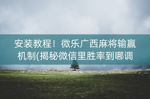 安装教程！微乐广西麻将输赢机制(揭秘微信里胜率到哪调)