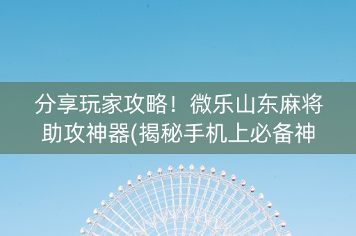 分享玩家攻略！微乐山东麻将助攻神器(揭秘手机上必备神器)