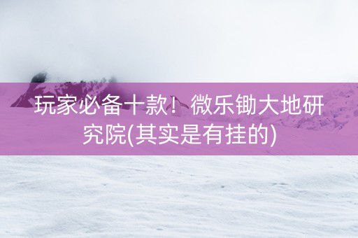 玩家必备十款！微乐锄大地研究院(其实是有挂的)