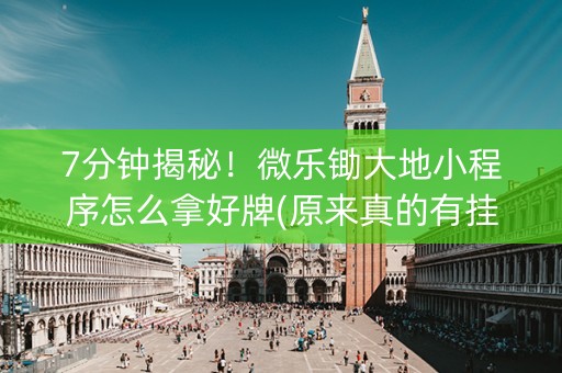 7分钟揭秘！微乐锄大地小程序怎么拿好牌(原来真的有挂)