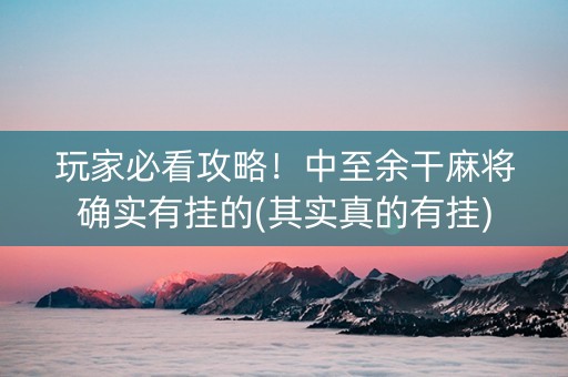 玩家必看攻略！中至余干麻将确实有挂的(其实真的有挂)
