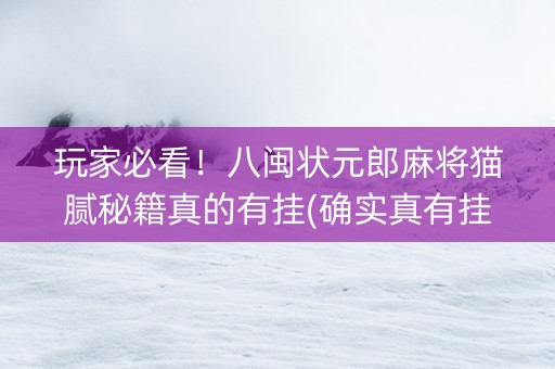 玩家必看！八闽状元郎麻将猫腻秘籍真的有挂(确实真有挂)