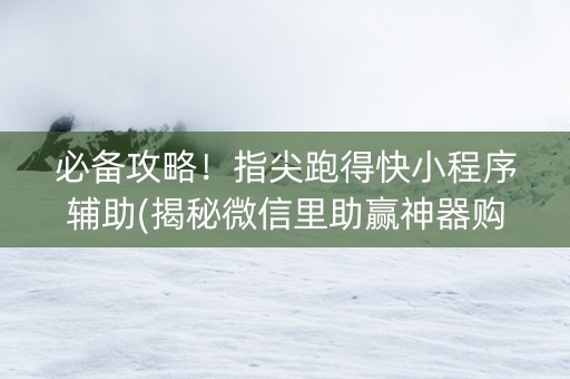 必备攻略！指尖跑得快小程序辅助(揭秘微信里助赢神器购买)