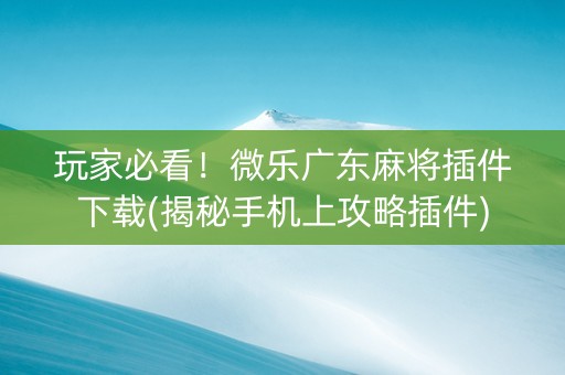 玩家必看！微乐广东麻将插件下载(揭秘手机上攻略插件)
