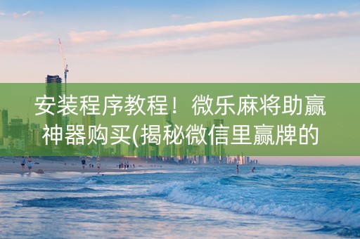 安装程序教程！微乐麻将助赢神器购买(揭秘微信里赢牌的技巧)