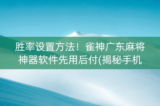 胜率设置方法！雀神广东麻将神器软件先用后付(揭秘手机上如何让牌变好)