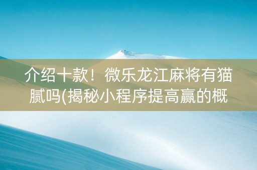 介绍十款！微乐龙江麻将有猫腻吗(揭秘小程序提高赢的概率)