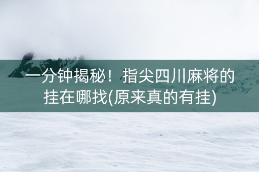 一分钟揭秘！指尖四川麻将的挂在哪找(原来真的有挂)