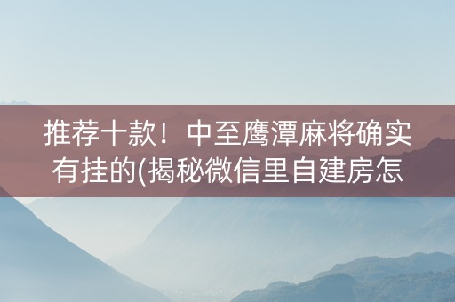 推荐十款！中至鹰潭麻将确实有挂的(揭秘微信里自建房怎么赢)