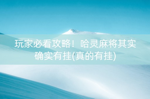 玩家必看攻略！哈灵麻将其实确实有挂(真的有挂)