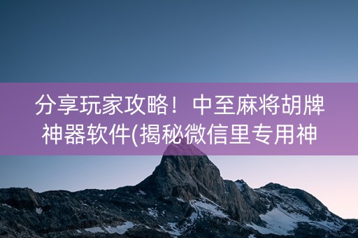 分享玩家攻略！中至麻将胡牌神器软件(揭秘微信里专用神器)