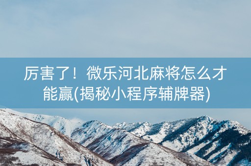 厉害了！微乐河北麻将怎么才能赢(揭秘小程序辅牌器)