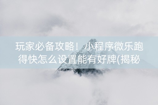 玩家必备攻略！小程序微乐跑得快怎么设置能有好牌(揭秘小程序如何让牌变好)