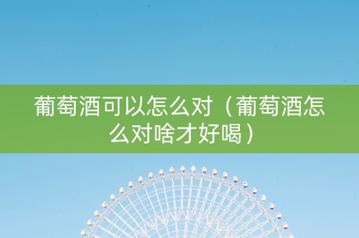 葡萄酒可以怎么对（葡萄酒怎么对啥才好喝）