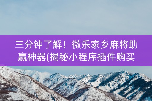 三分钟了解！微乐家乡麻将助赢神器(揭秘小程序插件购买)