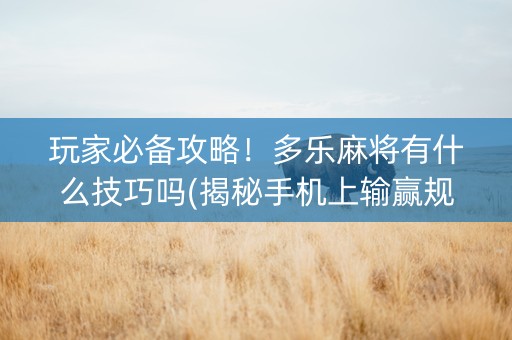 玩家必备攻略！多乐麻将有什么技巧吗(揭秘手机上输赢规律)