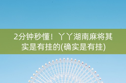 2分钟秒懂！丫丫湖南麻将其实是有挂的(确实是有挂)