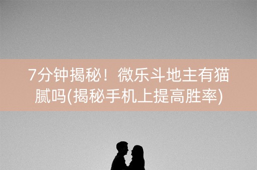 7分钟揭秘！微乐斗地主有猫腻吗(揭秘手机上提高胜率)