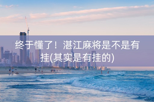 终于懂了！湛江麻将是不是有挂(其实是有挂的)