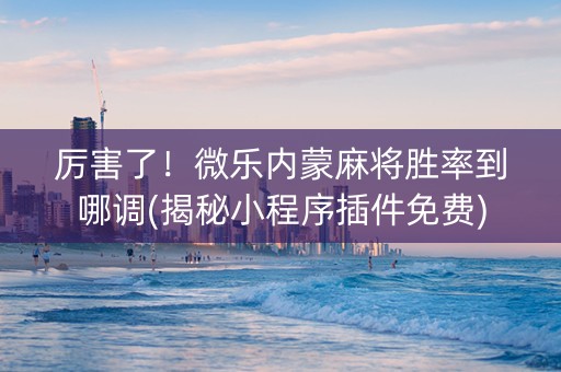 厉害了！微乐内蒙麻将胜率到哪调(揭秘小程序插件免费)