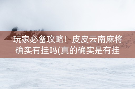玩家必备攻略！皮皮云南麻将确实有挂吗(真的确实是有挂)