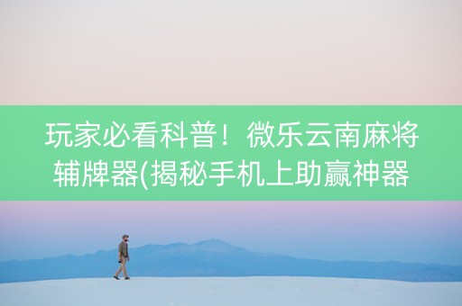 玩家必看科普！微乐云南麻将辅牌器(揭秘手机上助赢神器)