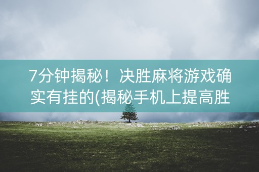 7分钟揭秘！决胜麻将游戏确实有挂的(揭秘手机上提高胜率)